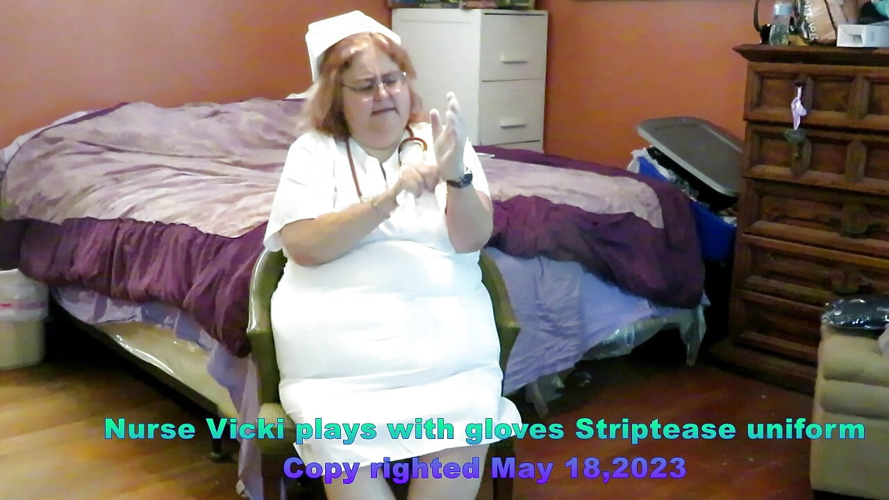 Requested Nurse Play with Self with Medical Gloves on Strip Tease!