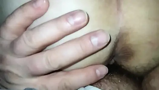 Taking her from behind and cum inside her