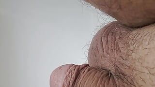 Hand free prostate orgasm with dildo