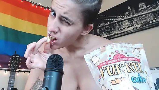 ASMR der Backenkuchen-Geschmack popcorn