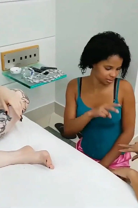 Dominant Lesbian Girlfriend Feet Licked by Devoted Girl Worship