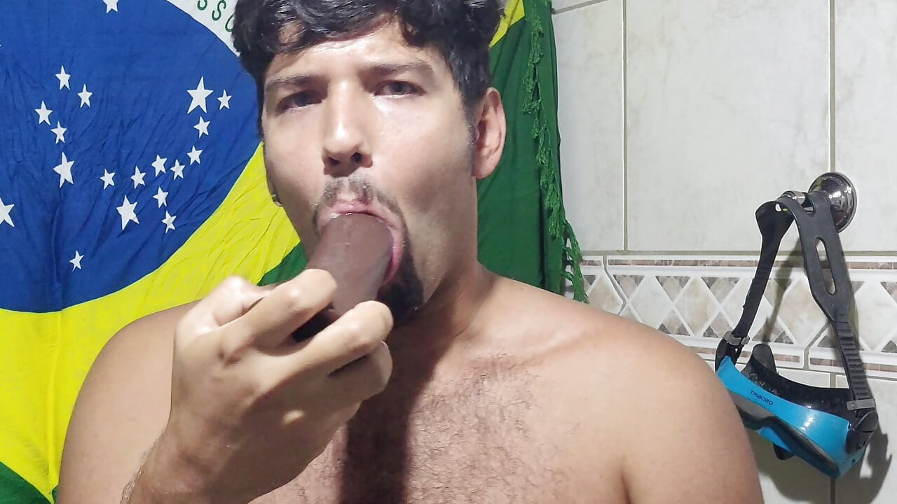 Trying the first dildo I got from a client - deep gagging & drooling mess