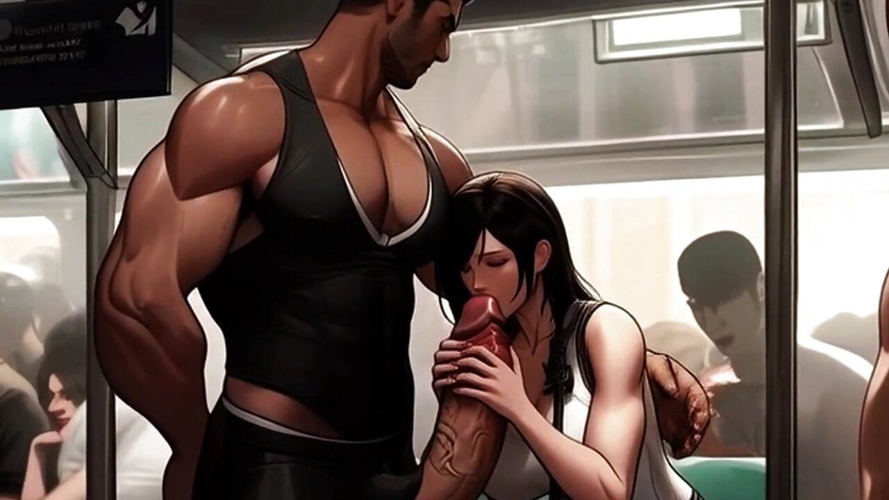 Tifa loves drinking strangers cum on the Midgar train