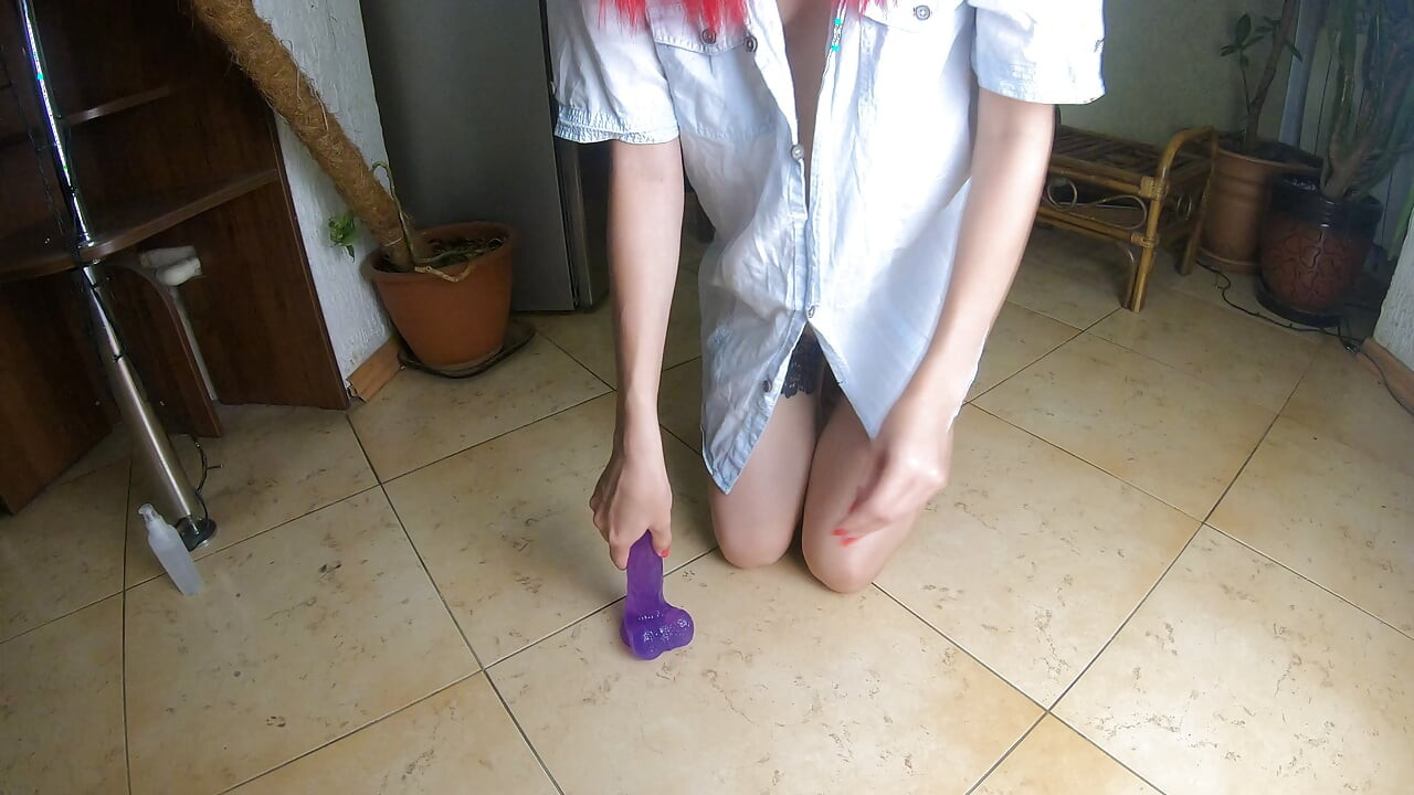 An 18-year-old girl fucks a new dildo after school.
