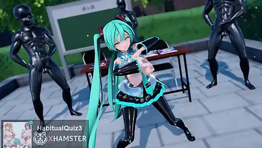 MMD R18 Hatsune Miku хочет трахаться и делает минет с большими сиськами