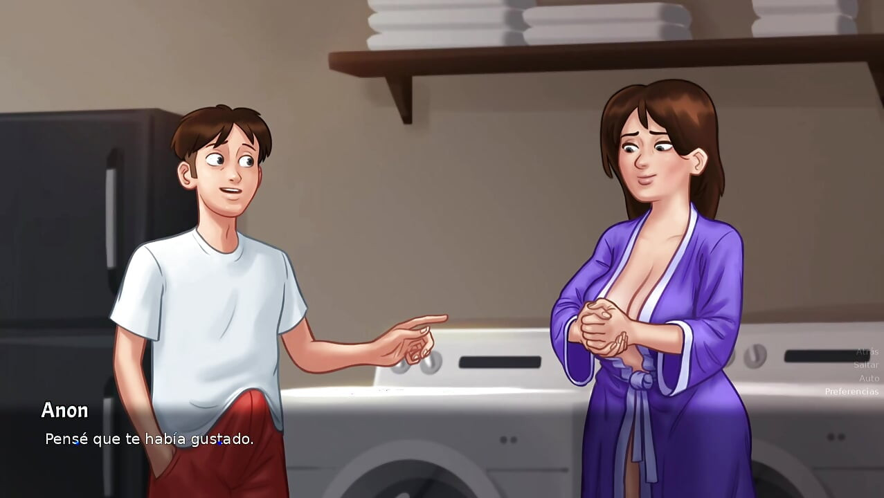 Kuuma äiti tiesi, että tuolla mekolla hän voisi tehdä illasta melko romanttisen ja intohimoisen - Summertime Saga