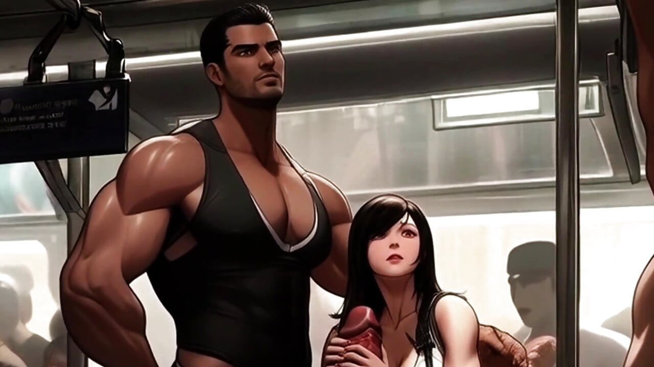Tifa loves drinking strangers cum on the Midgar train