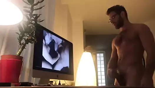 Hot daddy alone watching porn