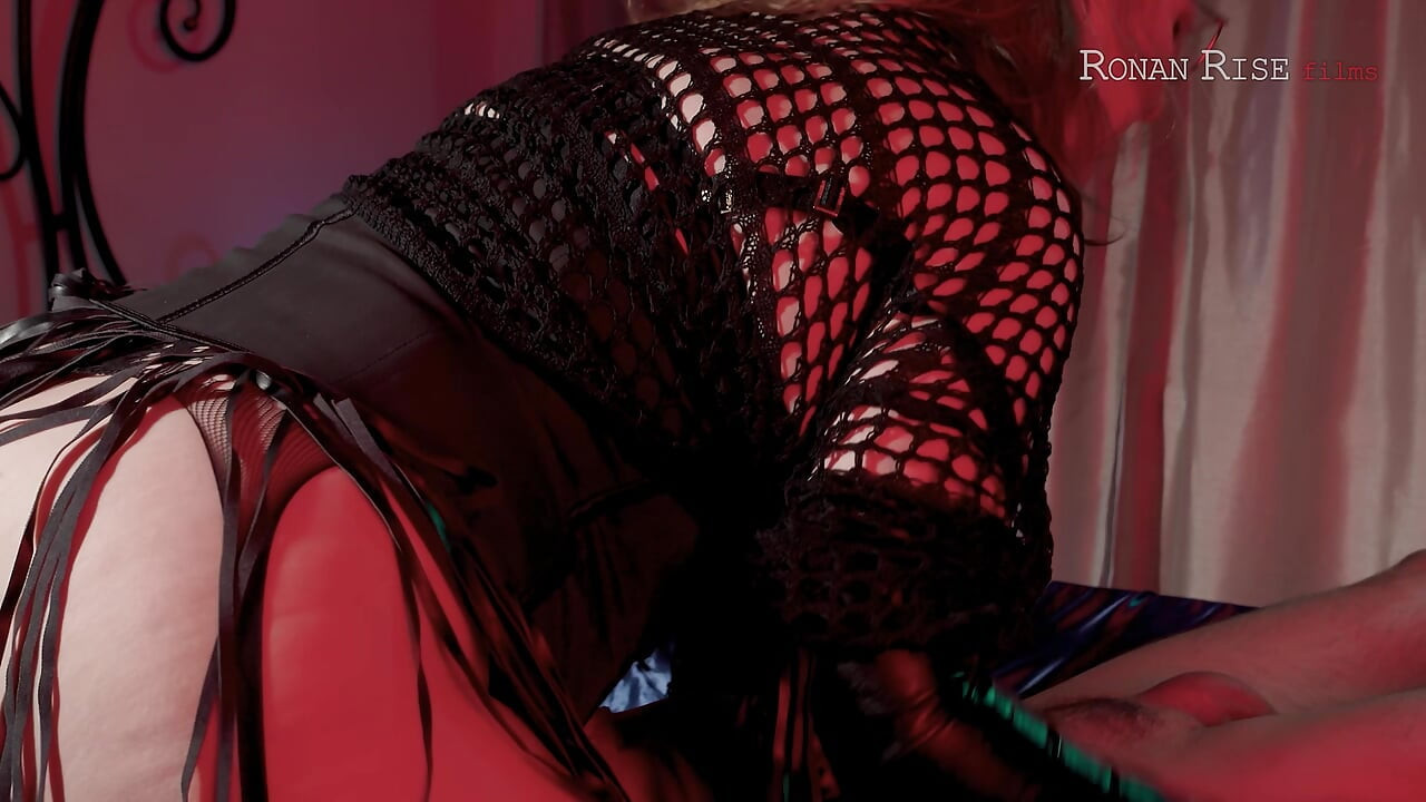 Latex Queen with Huge Tits & Ass Uses Slave's Face & Cock Then Drains Cum in Gloves