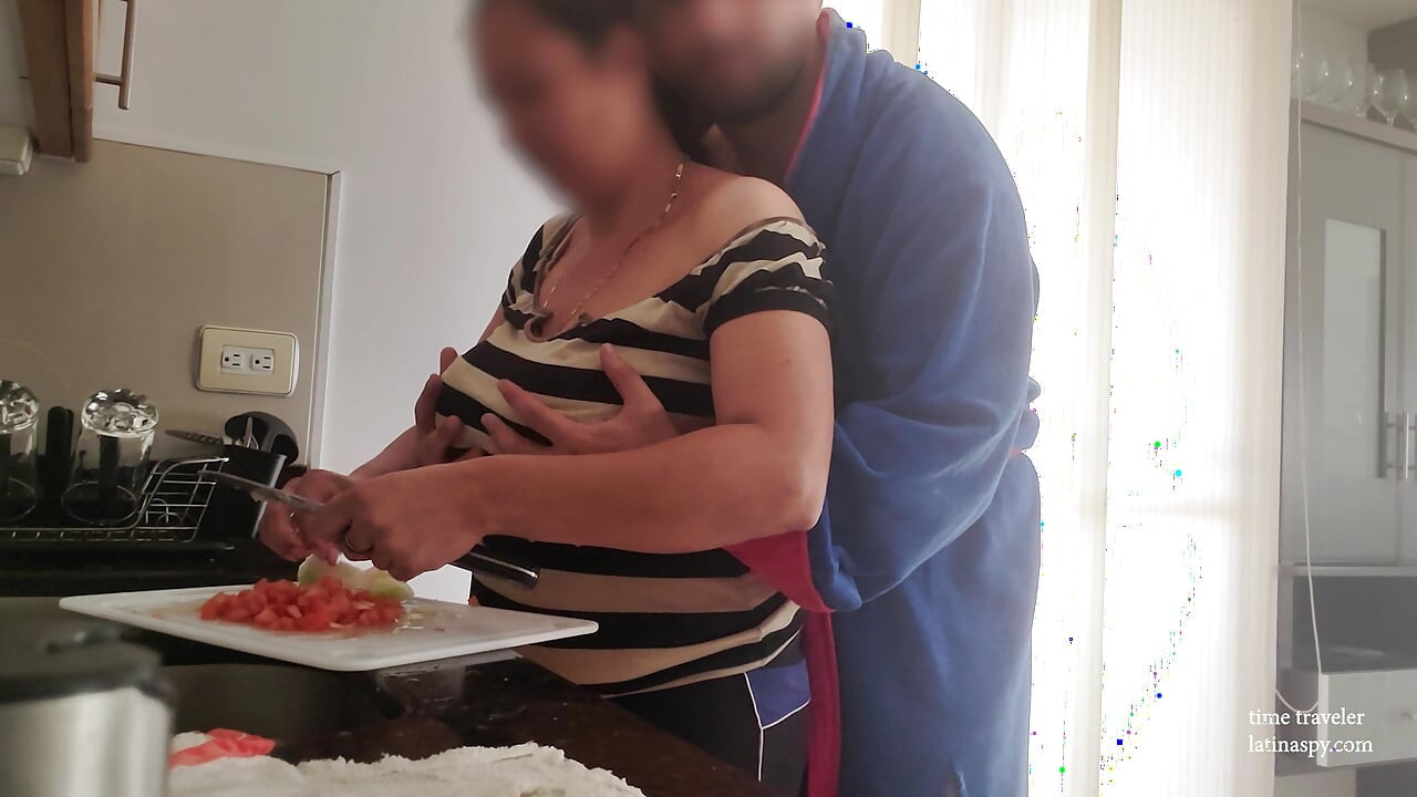 mature Rosita mom with huge natural breast gets grabbed in the kitchen long film
