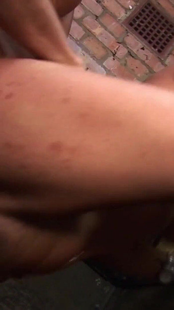 Emotional moment from "Fucking a handyman in the elevator is a dream come true for the naughty brunette"