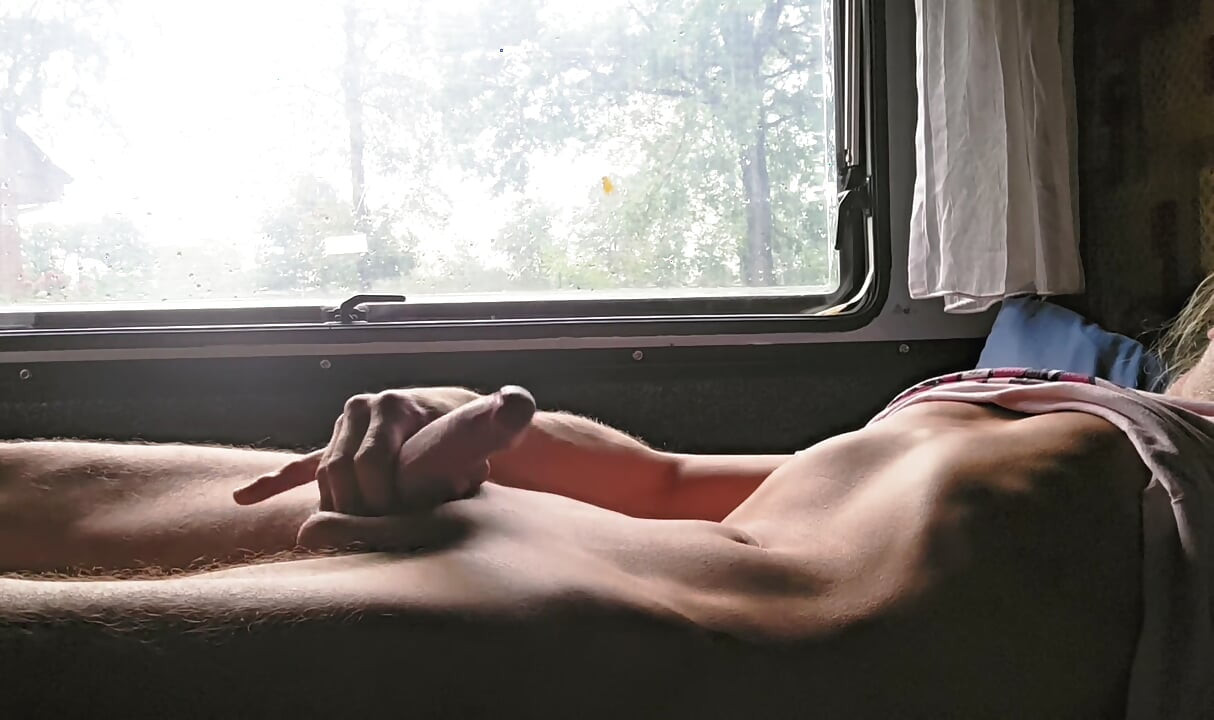 Skinny boy jerking off to Huge cumshot on his belly