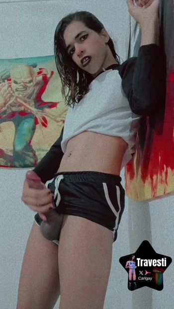 Beautiful trans woman bikini slut masturbating Horny naked slut with a hot whore cock