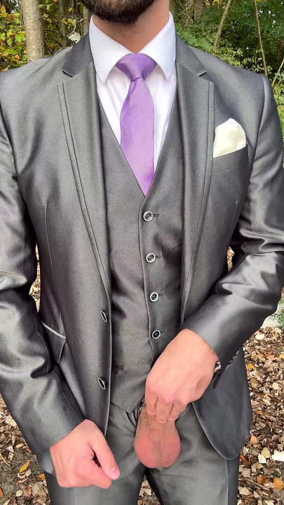 Public Outdoor Masturbation in a Shiny Suit