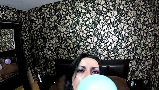 Satin-pajama-ballon-fetisch necken, nagelspiel & barfuß ballon knallen