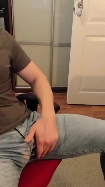 Spectacular moment from "Rubbing my big cock in ripped jeans"