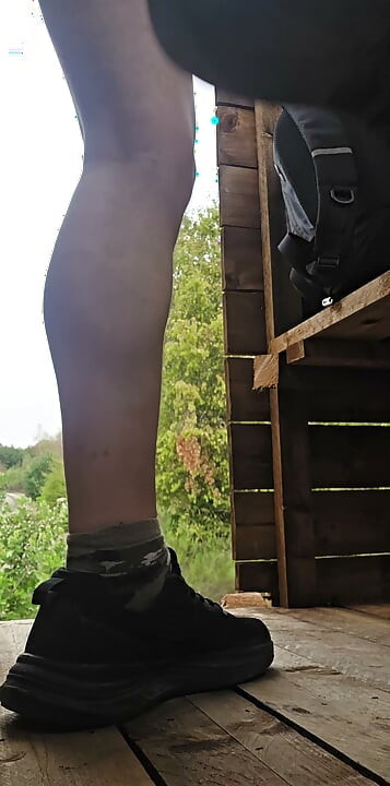 Dildo riding in the Eifel on a high seat in the Hürtgen Forest