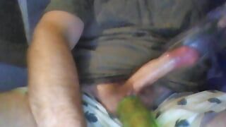 Hairy Cock In Juice Bottle And Eggs Vacuum Sucking With Pump