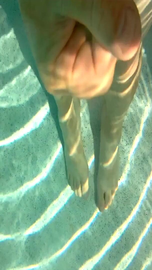 In the pool with my cock out and getting blown by the jets | Clip 1
