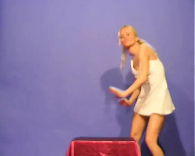 Monika's first porn an exhibitionist street whore masturbating her blonde pussy with a sex toy