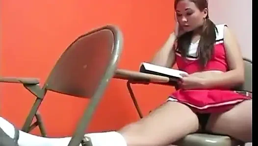 Ballbusting 33 - Asian gal in college uniform torments her bad teacher with ballbusting