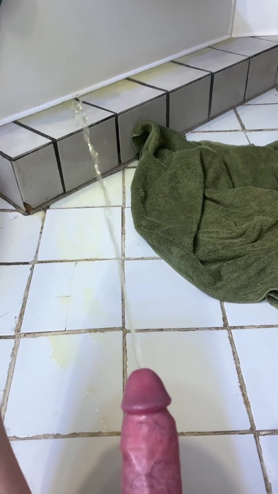 Big Hard Dick Power Pissing While Squatting Then Huge Handsfree Cumshot | Clip 1