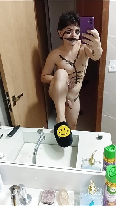 gay femboy sexy lingerie with cum shower