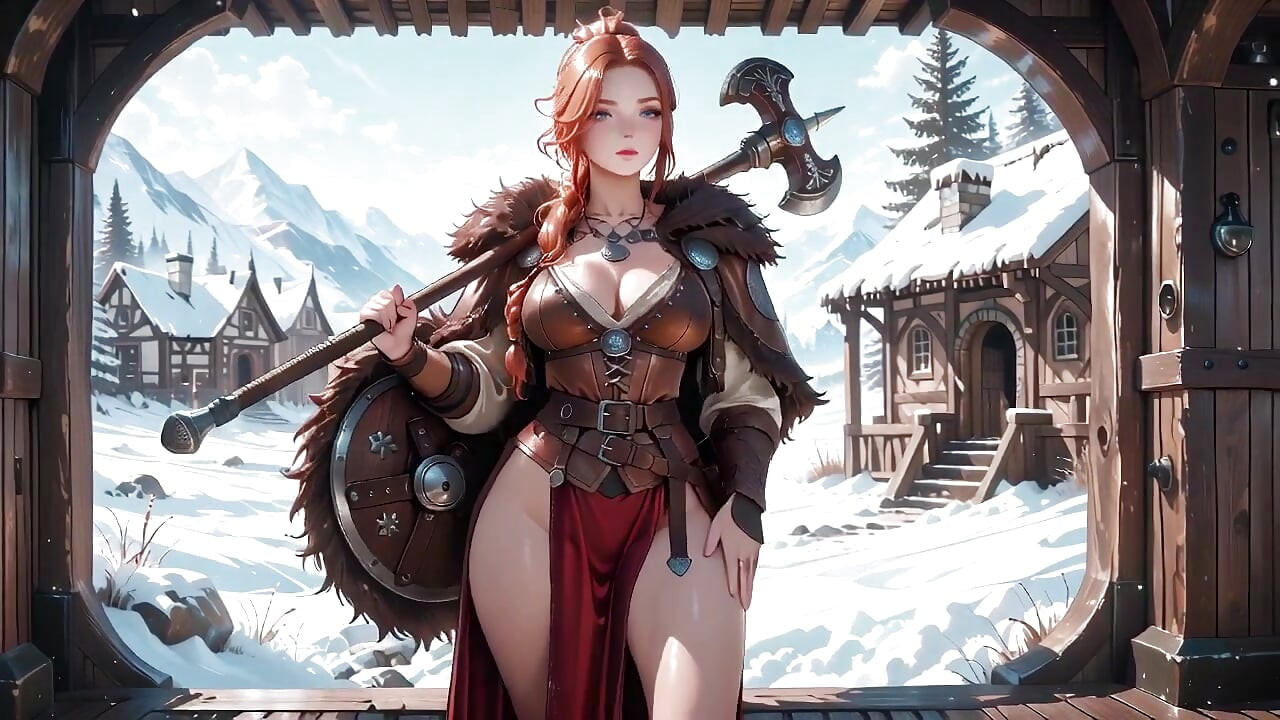 Seducție interzisă cu armură din piele în satul medieval. Regina rece își dezlănțuie uneltele și o ia razna!