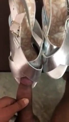 Fuck cum silver cork platform block heels