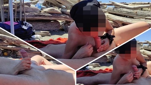 Riskanter Blowjob am kanarischen Strand - fast erwischt - misscreamy