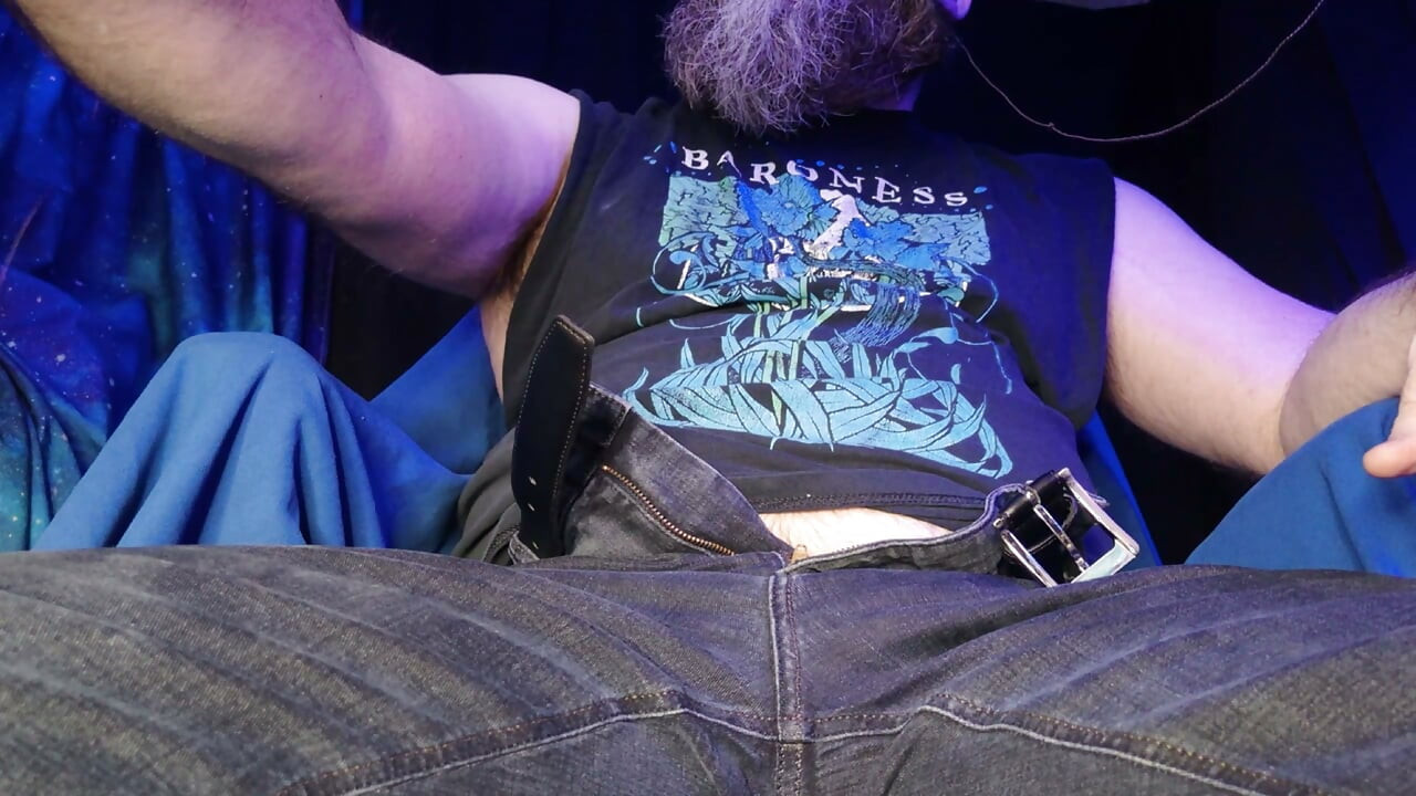 Daddy Rubbing Cock Though His Jeans