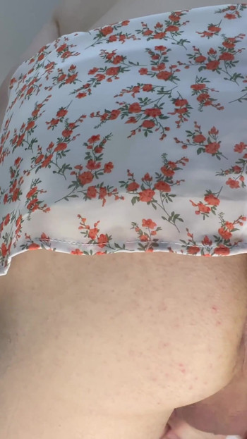 Thrilling moment from "Straight guy wearing wifes short skirt with a hard cock on show and no panties"