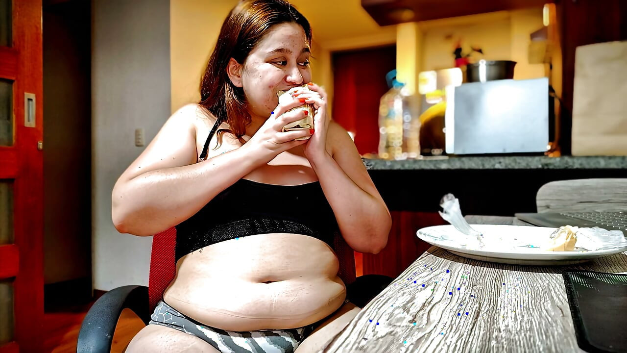 Nicole's Stuffed Belly Tease After Big Burrito Stuffing Session