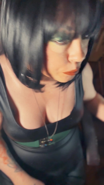 The Beautiful Goth Tina Snua Loves To Dress Up & Smoke For Her Smoking Fans! - Spandex BBW Shiny Smoker | Clip 1
