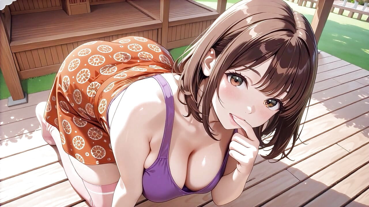 Hentai schoonheid met grote tieten stuitert hartstochtelijk op tropische veranda - druipend nat!