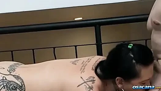 Busty amateur milf fucks with gifted young man