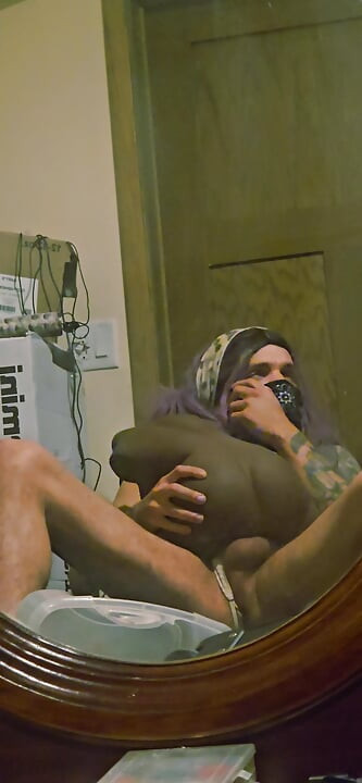 Purple-Haired Sissy Slut in Lace - Tgirl Creampie & Cum Play