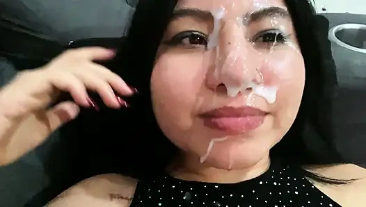 Petite Kim Covered in Cumshot
