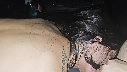 A Penis Flashing on a Rainy Night for Two Brunettes on the Street