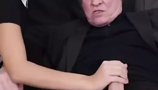 Cindy Shine Strokes Old Hans Big Cock