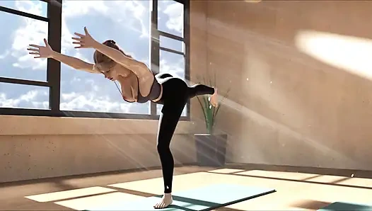 Gadis besar lagi latihan yoga dan toketnya terselip