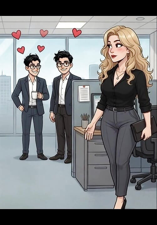 Spicy Cassandra has fun inside office