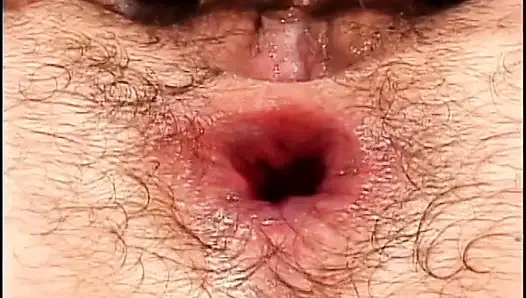 Hairy ass cheeks spread wide open for dick