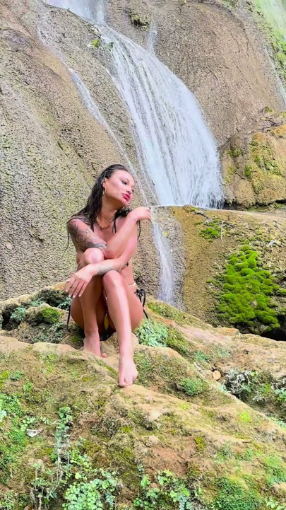 Monika Fox In Yellow Bikini At Waterfall | Clip 1