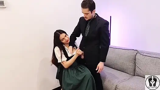 Ana Spears Jerks off Her Boss's Dick Cum on Dirndl Apron