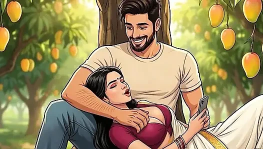 Mango hasat sahibi çiftliğinde taze meyve suyu alıyor