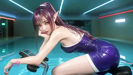 Liminal havuzda binme simülasyonu - elf ve jöle sümüklü kız çifte aksiyon