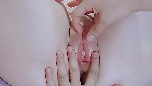 perfect pussy in close-up, closed from the inside