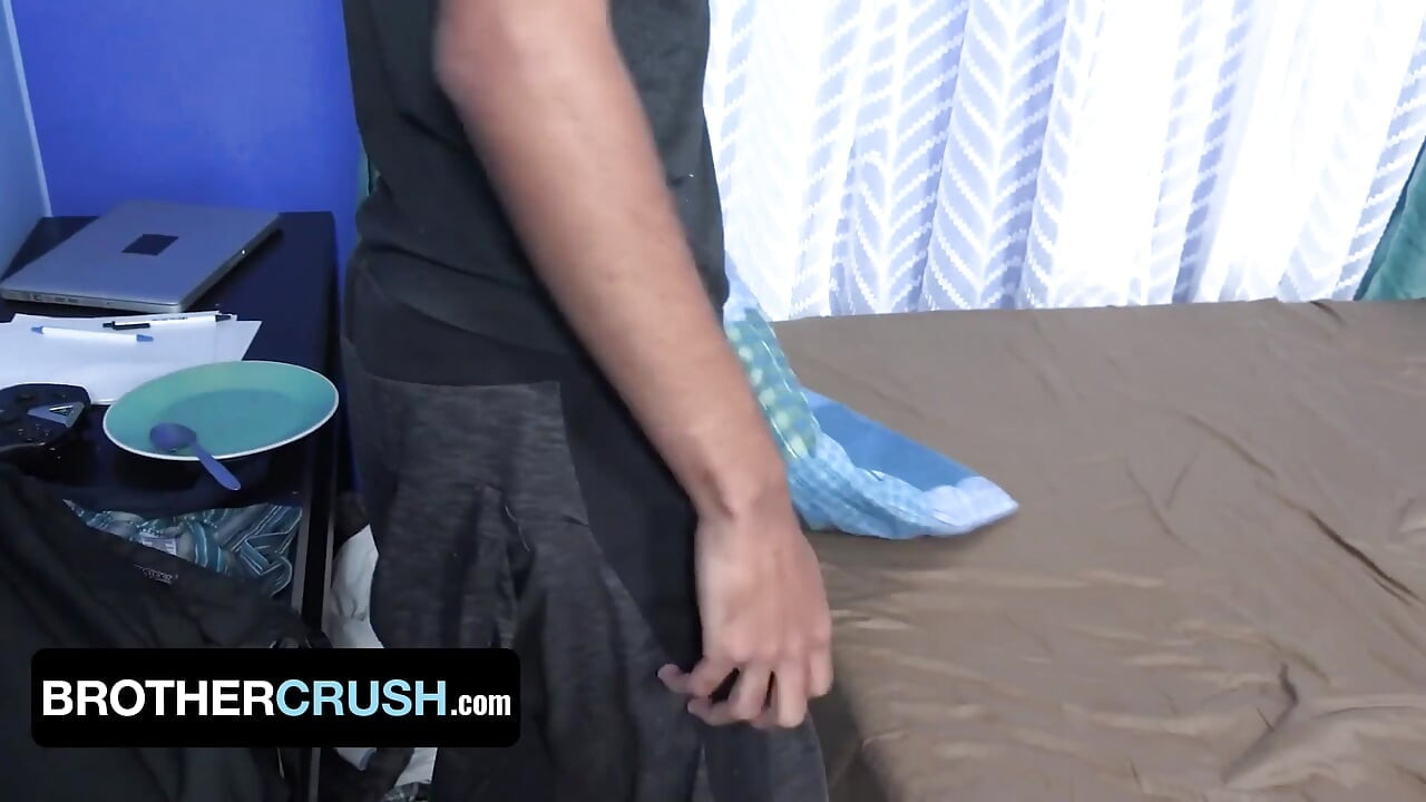 Submissive Latino twink takes his dominative stepbrother's big dick and makes him cum