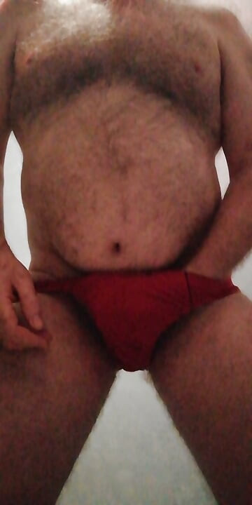 Stroking My Bulge in Tight Red Stepdad Briefs